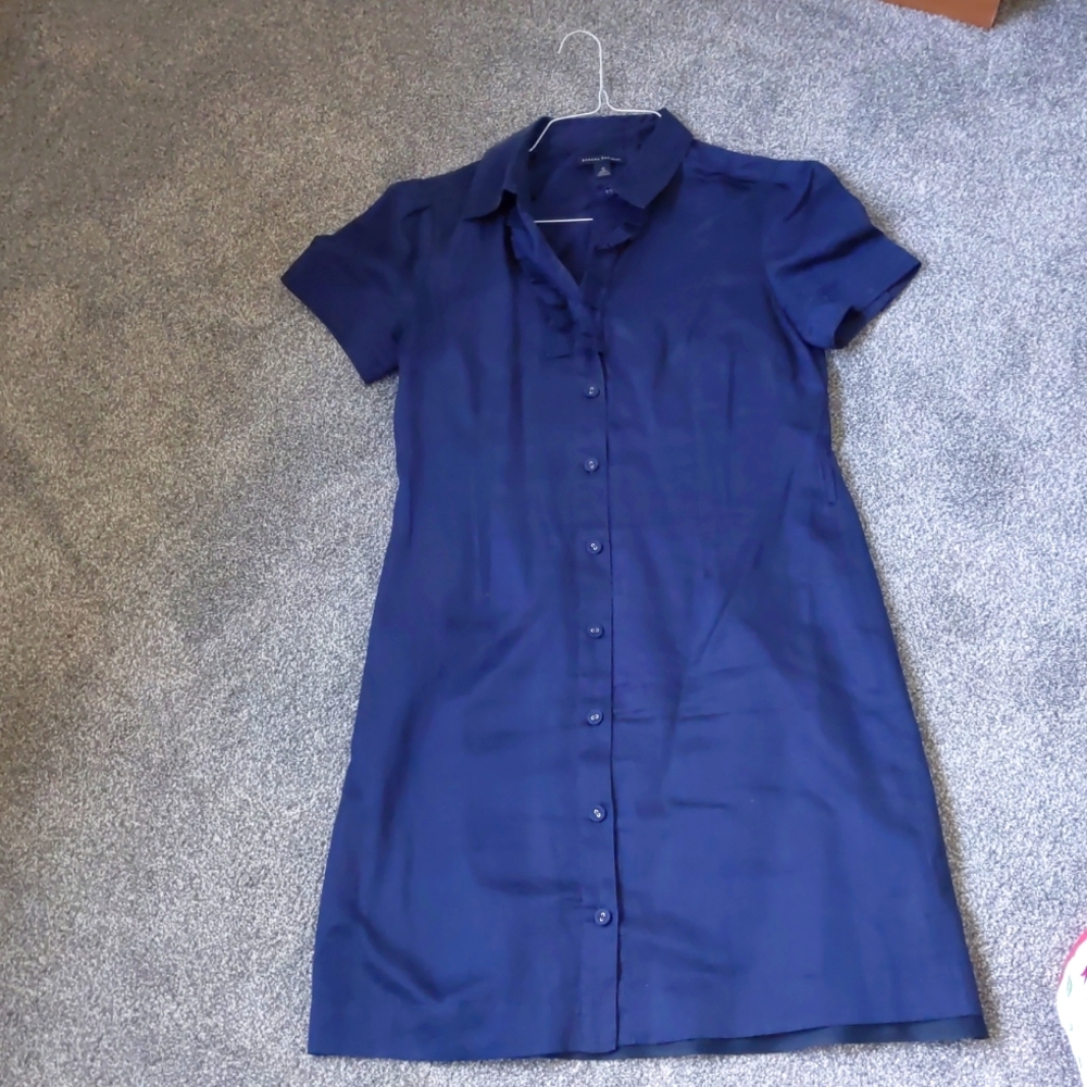 Banana Republic Navy Linen Shirt Dress
